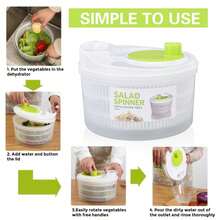 1pc Vegetable Dryer, Salad Spinner, Fruit Basket, Vegetable Washer & Dryer, Fruit Strainer, Lettuce Spinner, Colander, Dryer, Practical Kitchen Tool, Kitchen Supplies, Restaurant Kitchen Gadget - White - View 3