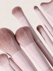 13Pcs Makeup Brushes Set With Zipper Storage Bag,Soft Synthetic Bristles Professional Full Face Eye Makeup Brush Kit For Foundation Blush Eyeshadow Concealer,Beginner Friendly Cosmetic Tool - Baby Pink - View 9