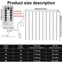 Fairy LED Curtain Lights, USB Powered String Lights With Remote Control And 8 Modes, Suitable For Christmas, Halloween, Bedroom, Wedding, Home Decor, Party And Various Holiday Atmosphere Decorations - USB Curtain Lights - View 2