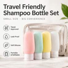 1 Buah Set Botol Perlengkapan Mandi Perjalanan, Wadah Kosmetik Portabel Isi Ulang, Botol Semprot Sampo, Losion, Toner Warna Pink untuk Perjalanan, Liburan & Penggunaan Sehari-hari - MultiWarna - View 5