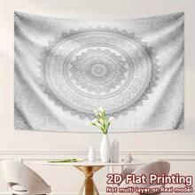 1PC Large Gray And White Mandala Tapestry - Intricate Symmetrical Design, Durable Polyester Fabric, Easy To Hang, Suitable For Living Room, Bedroom, Party, Wall Or Yard Decoration, Suitable For All Seasons, Multiple Sizes Available, Free Installation Kit - Multicolor - View 5