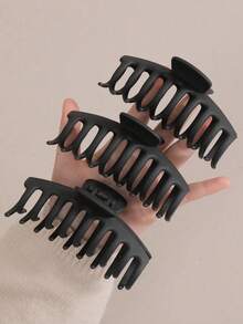 4/3/2/1# Black Fashion Large Hair Clip, Lightweight Plastic Hair Clip, Multi-Functional Fashion Hair Accessory, Women's Hair Accessory - Black - View 2