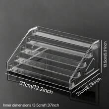 1pc Cosmetic Storage Rack, Desktop Style, Eyeshadow Palette, Powder, Cushion, Lipstick, Perfume, Multi-Layer Transparent Nail Polish Display Stand - Clear - View 12