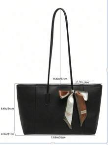 New Solid Color Luxury High-End Versatile Women's Shoulder Tote Bag - Black - View 3