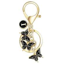 1pc Butterfly Letter Elegant Iron Alloy Keychain Pendant Accessory Winter Pink Black 26 English Letters - Black - View 16