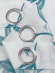 2pcs Sheer Curtains, Decorative Embroidered Faux Linen Curtains, Suitable For Home Kitchen, Living Room And Bedroom - Blue - View 4