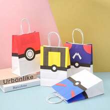 asmodee 12pcs Pokemon Theme Gift Bags, Paper Snack Bags With Handles, Children's Birthday Party Decoration Favor Bags - Style Random - View 1