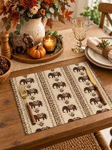 Bohemian Vintage Elephant Geometric Table Runner, Dining Tablecloth, Exotic Farmhouse Aesthetic Party Home Decor - Multicolor - View 4