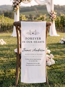 1pc Custom Photo And Text Wedding Memorial Chair Sash, Personalized In Loving Memory Chair Banner, Reserved Seat Remembrance Decor For Lost Loved Ones - Multicolor - View 5