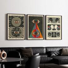 Set Of 3 Unframed Retro Hippie Canvas Wall Art, 70s Eye Posters, Meditation And Spiritual Pop Art Prints For Living Room, Waterproof Rolled Canvas - A - View 1