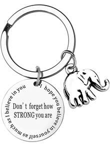 Inspirational Gift Elephant Keychain Key Ring "Don't Forget How Strong You Are" Birthday Christmas Gift - Silver - View 7