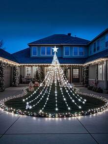 1pc USB Star Waterfall Lights, 2m/200 Lights/3 Meters/290 Lights, Outdoor Waterproof Christmas Lights, 8 Lighting Modes, Suitable For Outdoor Wreaths, Gardens, Streets, Parties, Weddings, Camping, Festivals, Christmas Trees, Parties, Christmas Decorations - One Size - View 11