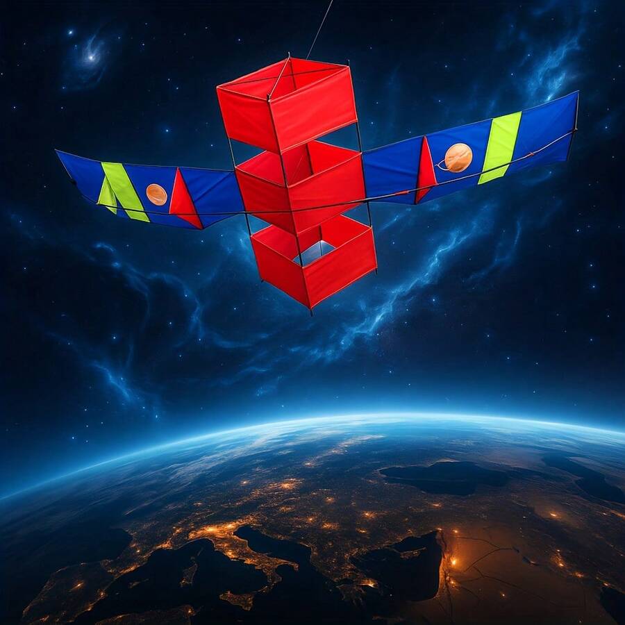 Satellite-Style Kite | Wind-Powered Spinner | Line & Reel Included | Beach To Park Ready | The Gift That Takes Flight - Multicolor - View 1