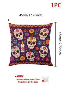 Day Of The Dead Sugar Skull Table Runner, Pillow Case, Placemat, Mexican Style Party Decoration, Purple Floral Candle Pattern, Day Of The Dead Tablecloth, Bohemian Kitchen Home Decor - Multicolor - View 8
