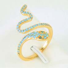 Enamel Zirconia Gold Color Serpent Rings 24k Gold Plated Fashion Irregular Adjustable Snake Ring Europe America Personality Jewelry - Snake Rings - View 17