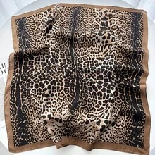 1 buah Syal Persegi Rantai Motif Leopard, Jilbab Wanita, Aksesori Bohemian. Aksesori Tas Tangan yang Modis dan Elegan, Sempurna untuk Pantai, Liburan, dan Pemakaian Sehari-hari - MultiWarna - View 7