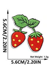 5Pcs/10Pcs Strawberry Embroidered Patch Iron On Sew On Fruit Applique For Clothing Jacket Backpack DIY Craft Decor - Strawberry - View 3