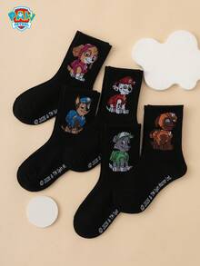 5 Pairs Paw Patrol Series Authentic Cartoon Mid-Calf Socks For Kids - Multicolor - View 3