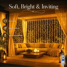 Fairy LED Curtain Lights, USB Powered String Lights With Remote Control And 8 Modes, Suitable For Christmas, Halloween, Bedroom, Wedding, Home Decor, Party And Various Holiday Atmosphere Decorations - USB Curtain Lights - View 6