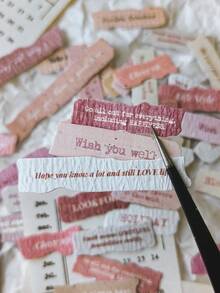 1 Pack 50pcs Natural Texture English Phrase Decorative Stickers DIY Collage Material - Multicolor - View 2