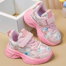 Toddler Girls Floral Mesh Sneakers, Pink Magic‑Tape Lightweight Soft Sole Non‑Slip Casual Sports Walking Shoes For Little Kids - Pink - View 1