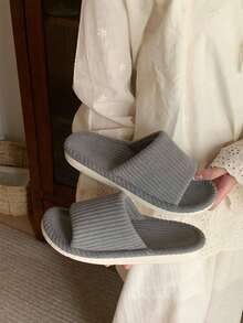 XIXITIAO Japanese‑Style Arch Support House Slippers, Men Women Minimalist Solid Color Slide‑On Couple Fabric Floor Slippers For Fall Winter - Grey - View 11