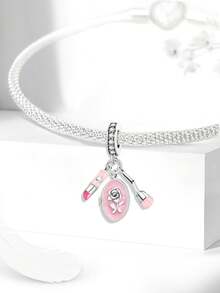 1pc Pink Delicate Beaded Pendant, Suitable For Women Bracelet DIY Jewelry - Silver - View 11