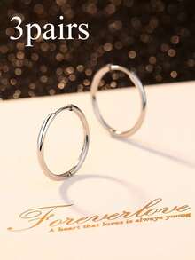 1 Pair Of Classic And Simple Stainless Steel Round Children's Earrings, Suitable For Daily Casual Decoration And Various Occasions. - Multicolor - View 10