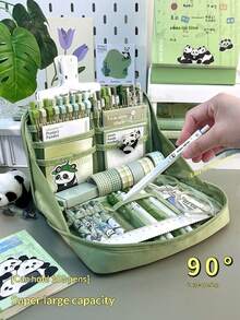 2026 New 12-Layer Partition Panda Theme Pencil Case, Extra Large Capacity Stationery Storage Bag, Ins Minimalist Highly Attractive Flap Transparent Visible Stationery Box, Complete Set Of Chinese Style Stationery Gift Set, Suitable For Teenagers Students Daily Learning And Office Use, Perfect For Self-Use Or Gifting - 12-layer Pencil Case - View 2
