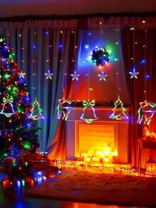 USB Powered LED Multicolor Curtain String Lights, Controllable Color Changing Lights, Suitable For Windows, Walls, Christmas Tree Decoration, Plug And Play Hanging Lights, Suitable For Home Parties, Plastic Cable - Multicolor - View 10