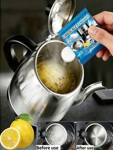 JUE FISH Multi-Purpose Descaling Tablets, Powerful Removal Of Limescale And Hard Water Stains, Suitable For Kettles, Coffee Makers, Teapots, Kitchenware. Quickly Dissolves Stubborn Limescale, Easy To Clean, Suitable For Home And Travel. Randomly Shipped In New Or Old Packaging. Please Read Image Instructions Before Use - Multicolor - View 3