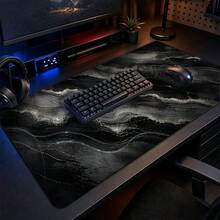 Graphite Marble Large Mouse Pad, Modern Desk Mat With Dark Swirl Artwork, Non-Slip Gaming Mouse Pad Style For Office Computer Setup - View 4