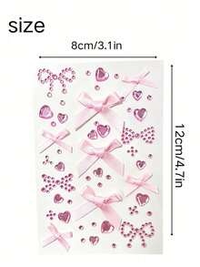 1pc Soft Pink Satin Ribbon Butterfly Heart Rhinestone Sticker, Phone Laptop Decorative Sticker With Tweezers, Self-Adhesive 3D Rhinestone Decor For Phone Laptop Earphone Case - Pink Bow - View 4
