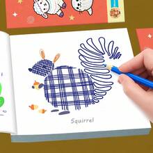 32-Page Children's Drawing Practice Book, Beginner Line Coloring Book With Cute Animal Illustrations, Focus And Fine Motor Skills Training Book, Kindergarten Educational Toy, Early Childhood Reading And Writing Learning Material - Red - View 1