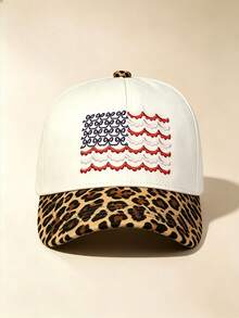 1pc Unisex Two‑Tone Curved Brim Baseball Cap, Wavy Ruffle US Flag Embroidery, Contrast Color Brim, Adjustable, For Holiday, Daily, Outdoor,Travel Wear - Multicolor - View 9