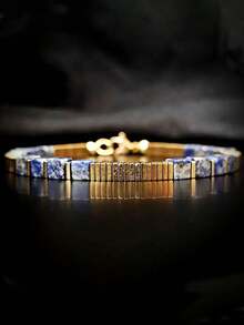 Men's Lapis Lazuli Bracelet: A Top Choice For Everyday Wear With Hematite - Blue - View 5