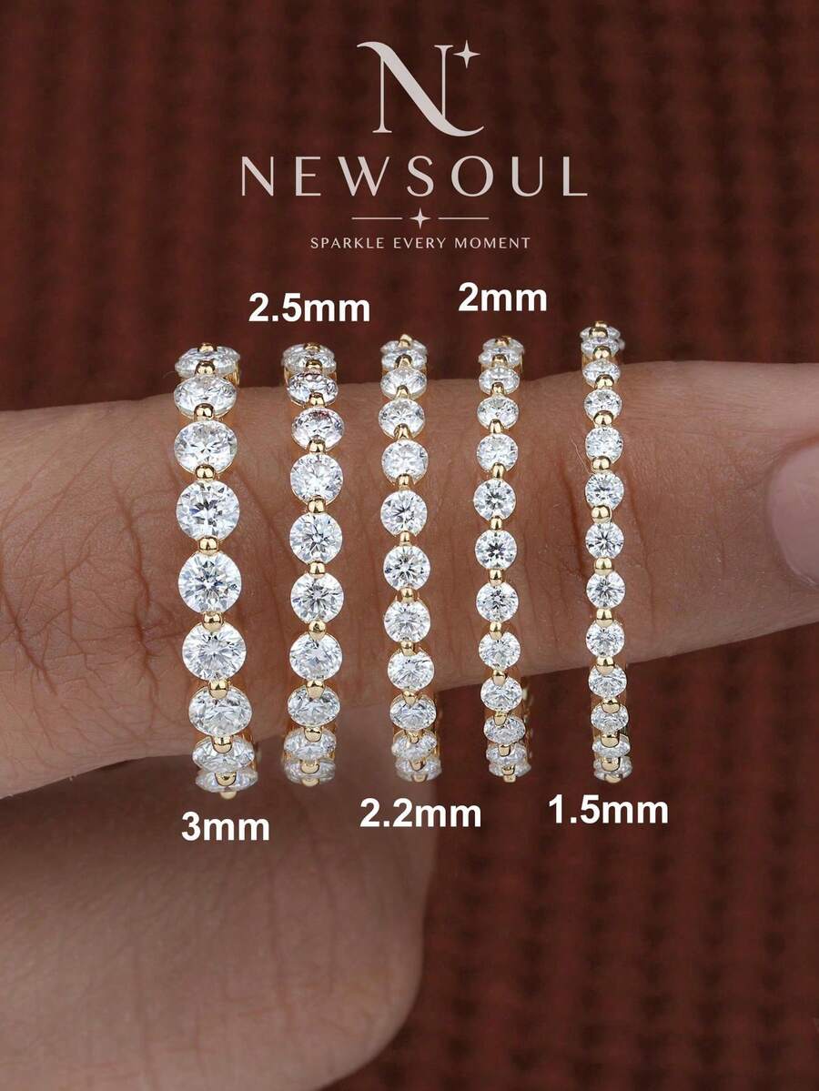 1件 1.5-2mm 圓切面婚戒 半圈鑲鑽戒 半圈鋪鑽 可疊戴