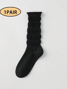 1/5 Pairs Women's Mid-Calf Socks, Solid Color Slimming Bubble Comfortable Socks - Multicolor - View 12