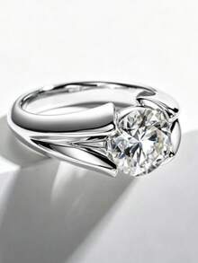 ConiiW Une bague de mariage en argent sterling 925 avec moissanite ronde de 3 carats, une pièce classique et polyvalente pour les hommes et les femmes, parfaite pour les couples. - Argent - Voir 3