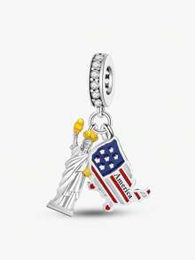 1pc Dominican Republic Map Pendant Bead, Suitable For Bracelet DIY, Women's Jewelry - Silver - View 16