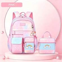 1 Set Dreamy Gradient Rainbow Girls Backpack 2 Pieces Set, Large Capacity Lightweight Backpack With Matching Color Handheld Lunch Bag, School Backpack For Girls - Sets - View 9