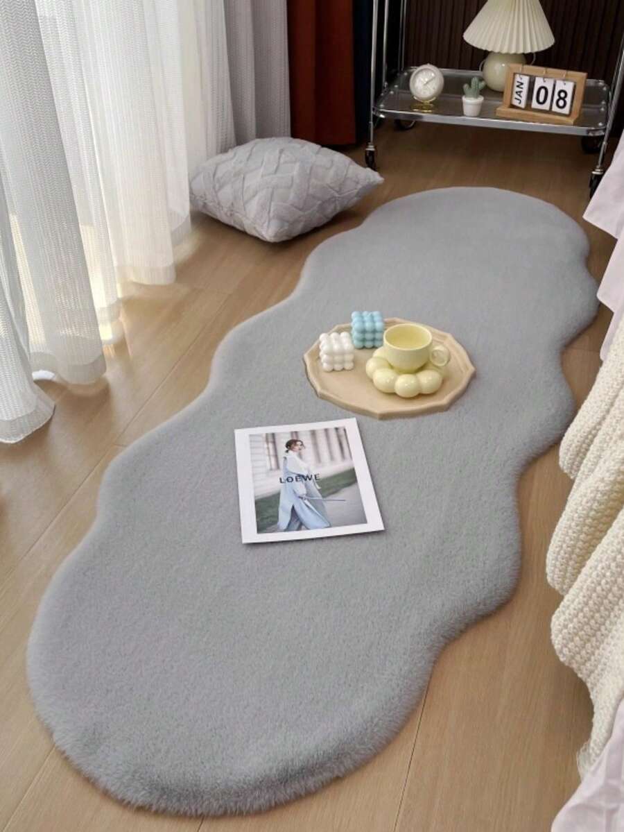 Soft Fluffy Rug Grey Area Rug,For Bedroom,Living Room,Study,Office,Plush Bedroom Rugs,Washable & Non-Slip,Shaggy Rug,Faux Fur Rug,Living Room Rug,Bedroom Rugs,Bedside Rugs,Decorative Rug,Bedroom Decor,Home Decor,Room Decorations - Grey - View 1