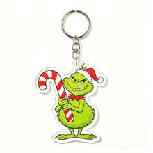 The Grinch Gantungan Kunci Akrilik Monster Hijau Natal, Liontin Dekorasi Liburan Kreatif, Gantungan Kunci Kartun - MultiWarna - View 20