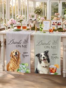 1pc Custom Pet Photo And Text Wedding Tablecloth, Using Pet Photo Personalized Dog Cat Wedding Tablecloth, Wedding Tablecloth - Multicolor - View 5