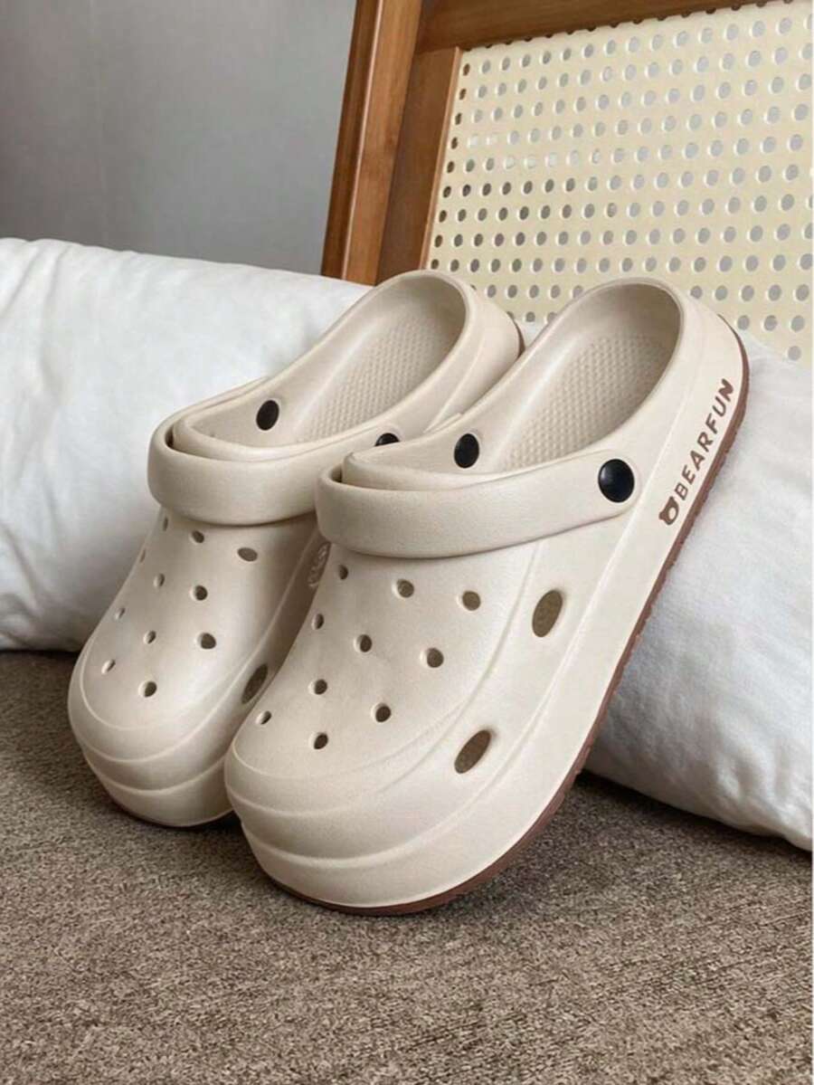 New Summer Casual Versatile Hollow Clogs For Women, Indoor Home Solid Color Simple Outdoor EVA Beach Comfortable Sandals