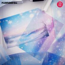 Ruonaorou 12pcs/Set Vintage Winter Snowflake Aurora Translucent Vellum Paper Junk Journal Material, Premium Aurora Snowflake Vellum Paper For Planner, Diary, Envelope, Greeting Card Decoration DIY Junk Journal (2D Flat A5) - A - View 6