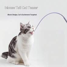 Soft Silicone Mouse Tail Design Cat Teaser Wand, Suitable For Kittens And Cats Interactive Play, Pet Daily Play Accessory, 2 Colors Available - View 5