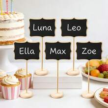 2/12pcs Mini Vintage Chalkboard Set, Includes 6 Erasable Chalkboard Panels And 6 Base Frames - Suitable For Office, Birthday Wedding Decoration, Chalkboard Labels, Desktop Display, Artificial Wood Desktop Stand, Used For Food Menu - Multicolor - View 7