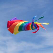 Colorful Rainbow Windsock With Ball‑Bearing Swivel, Waterproof Polyester Rotatable Hanging Ornament For Outdoor Garden Camping Kite Decoration - Multicolor - View 2