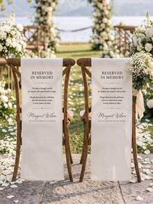 1pc Custom Photo And Text Wedding Memorial Chair Sash, Personalized In Loving Memory Chair Banner, Reserved Seat Remembrance Decor For Lost Loved Ones - Multicolor - View 2